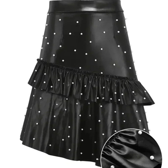 Beaded Ruffle Asymmetrical Hem Skirts - Picture 4 of 5